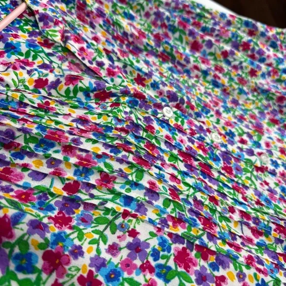 CD Daniels Top Womens Plus 2X Colorful Floral V-Neck 3/4 Sleeves Rayon Pintuck - Picture 6 of 6